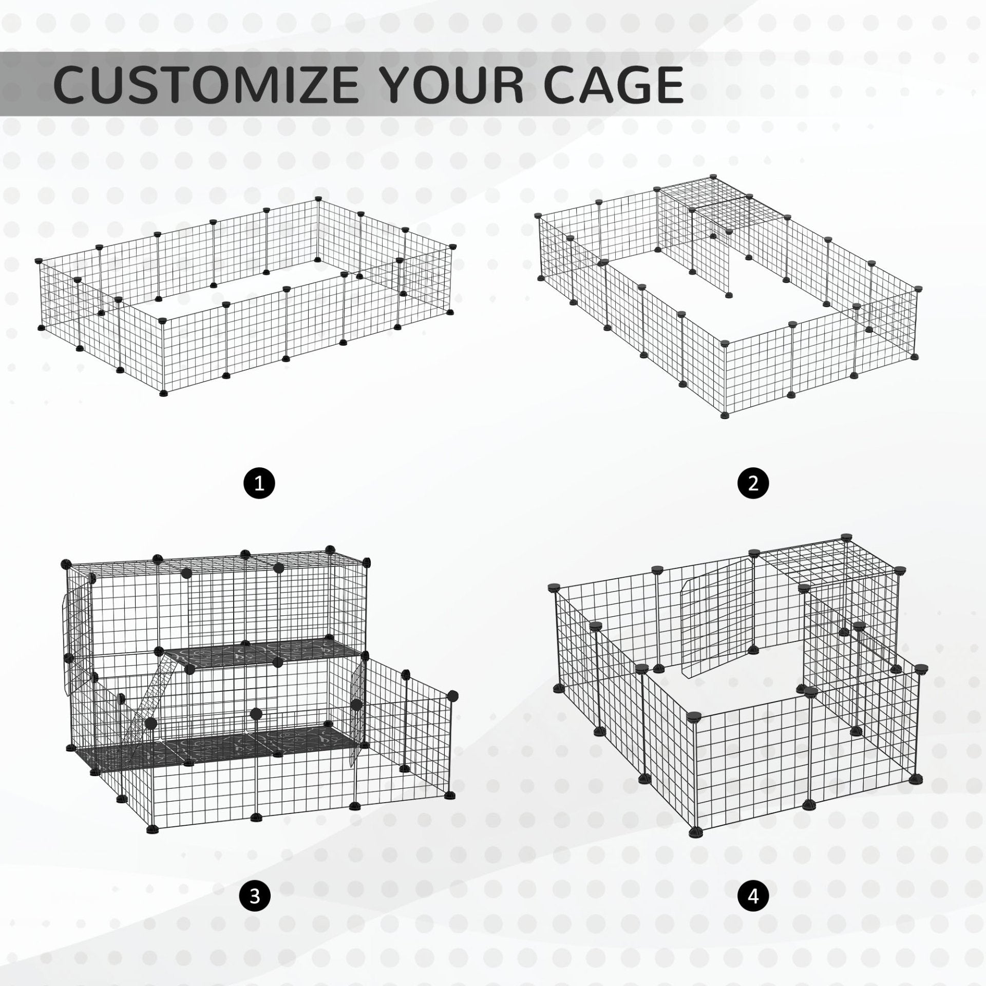 PawHut Pet Playpen w/ Door Customisable Fence for Guinea Pigs Chinchillas Hedgehogs - Black - Baig Merchant