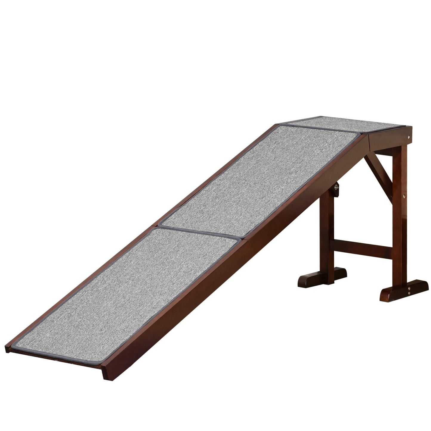 PawHut Pet Ramp for Dogs Cats Non - Slip Carpet Top Platform - Brown & Grey - Baig Merchant