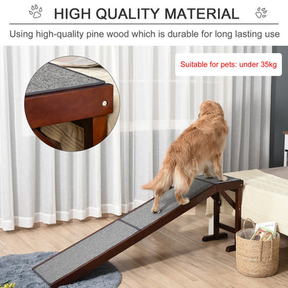 PawHut Pet Ramp for Dogs Cats Non - Slip Carpet Top Platform - Brown & Grey - Baig Merchant