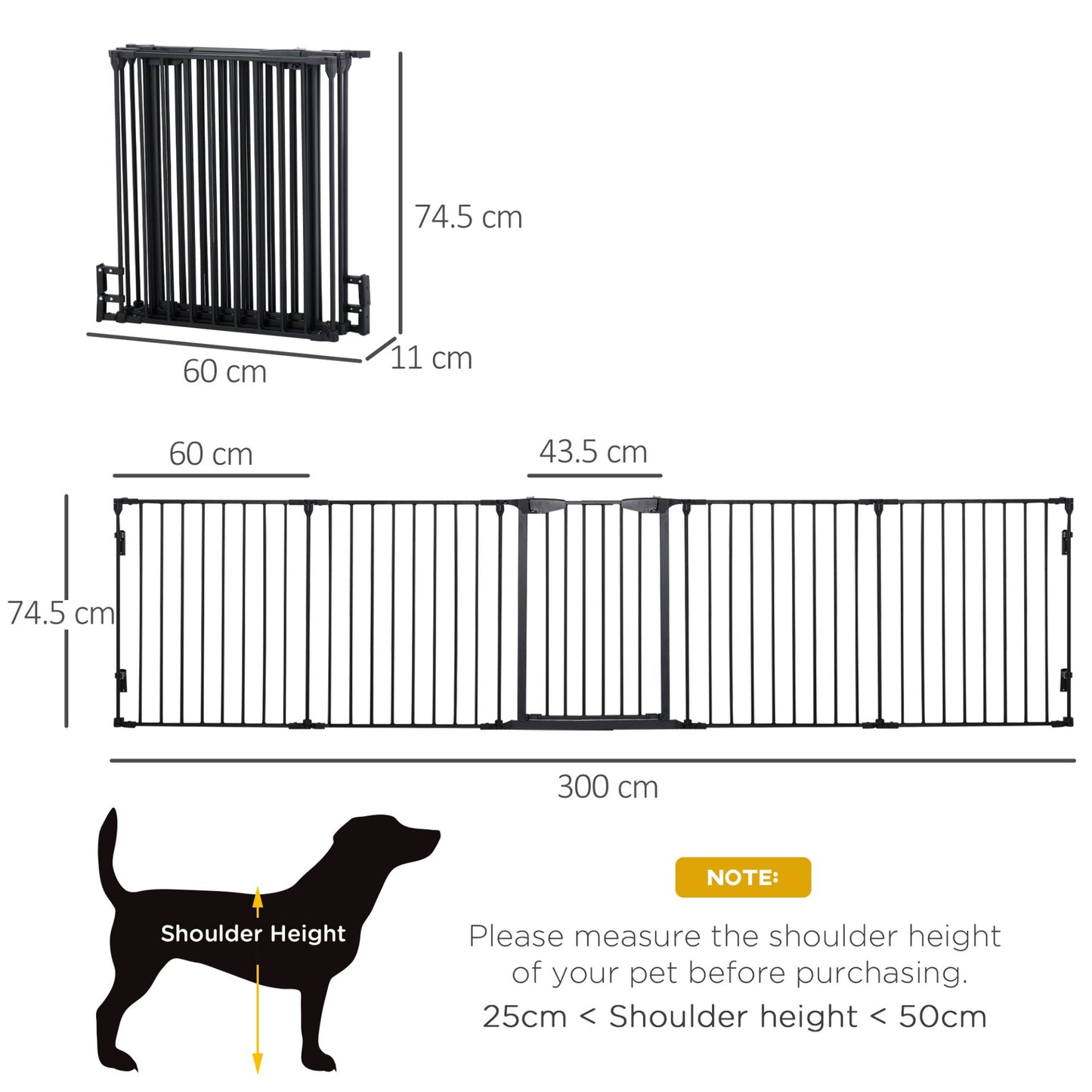 PawHut Pet Safety Gate 5 - Panel Playpen Fireplace Christmas Tree Metal Fence Stair Barrier Room Divider with Walk Through Door Automatically Close Lock Black - Baig Merchant