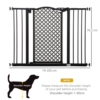 PawHut Pet Safety Gate Barrier - Stair Pressure Fit, Auto Close, Double Locking - Black - Baig Merchant