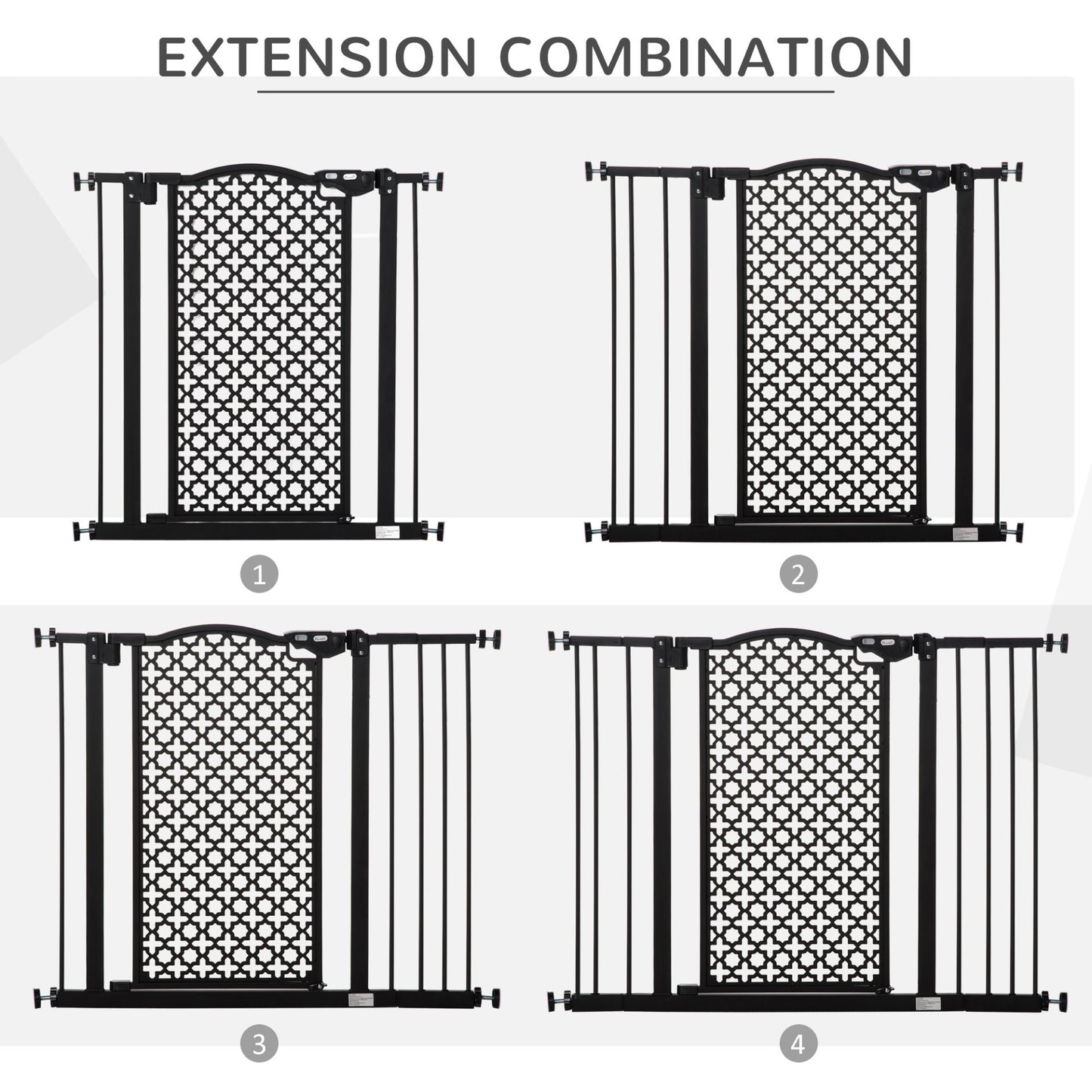 PawHut Pet Safety Gate Barrier - Stair Pressure Fit, Auto Close, Double Locking - Black - Baig Merchant