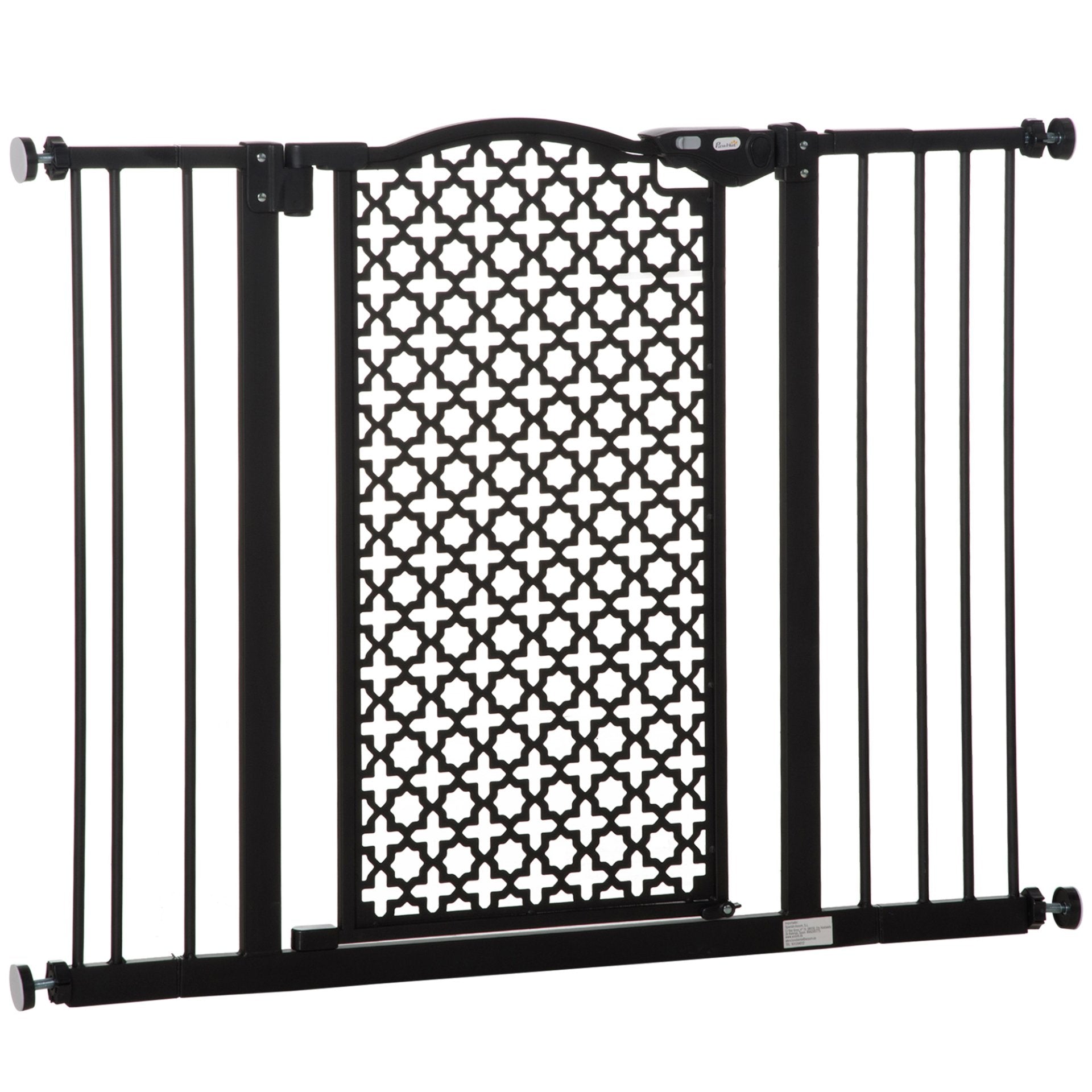 PawHut Pet Safety Gate Barrier - Stair Pressure Fit, Auto Close, Double Locking - Black - Baig Merchant