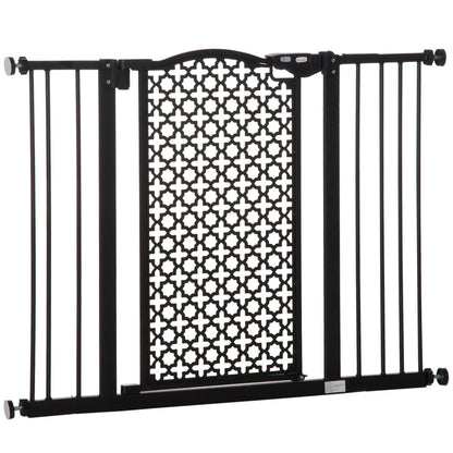 PawHut Pet Safety Gate Barrier - Stair Pressure Fit, Auto Close, Double Locking - Black - Baig Merchant