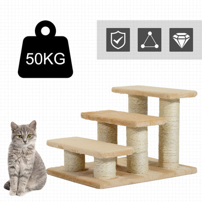 PawHut Pet Stairs 3 - step Pet Ladder Cat dog Stairs Climb Ladder Cat Tree - Baig Merchant