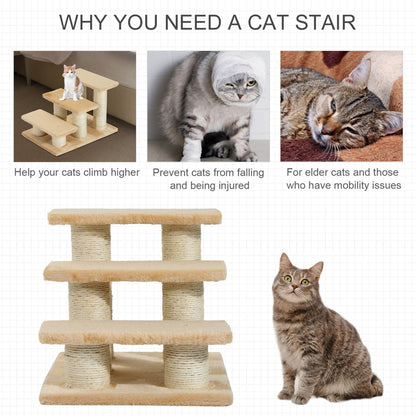 PawHut Pet Stairs 3 - step Pet Ladder Cat dog Stairs Climb Ladder Cat Tree - Baig Merchant