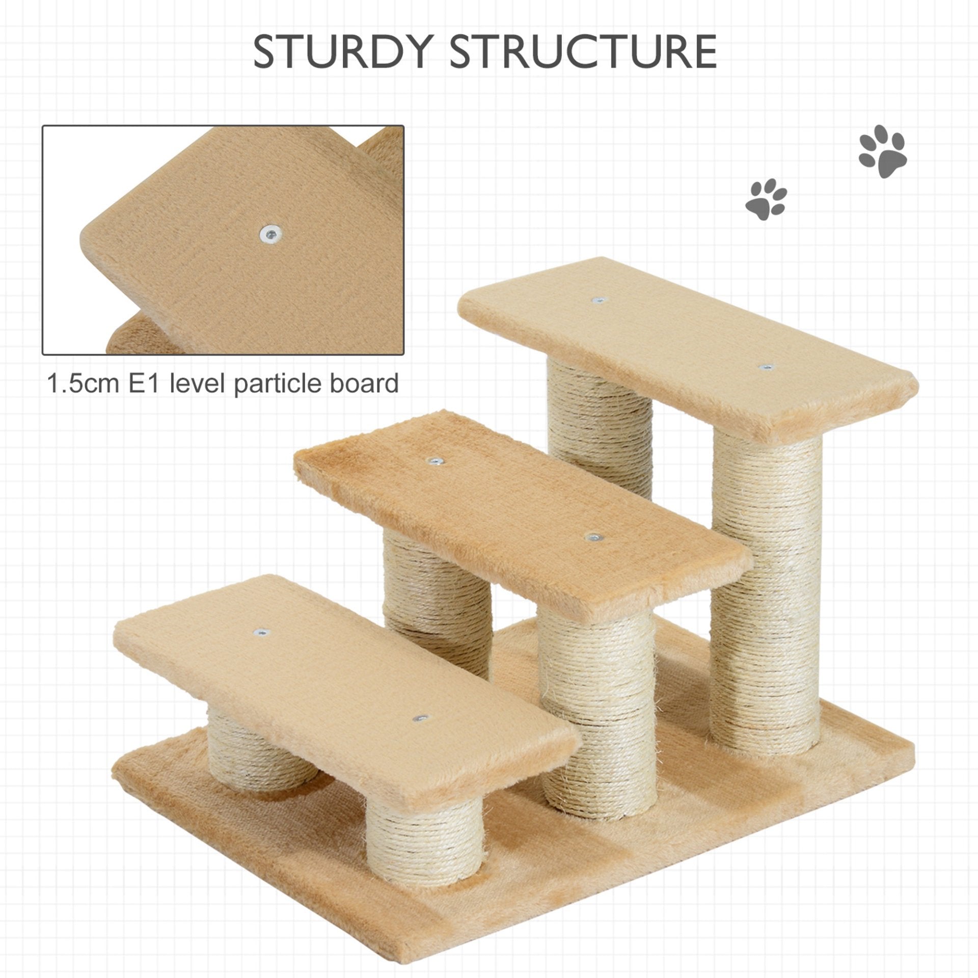 PawHut Pet Stairs 3 - step Pet Ladder Cat dog Stairs Climb Ladder Cat Tree - Baig Merchant