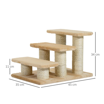 PawHut Pet Stairs 3 - step Pet Ladder Cat dog Stairs Climb Ladder Cat Tree - Baig Merchant