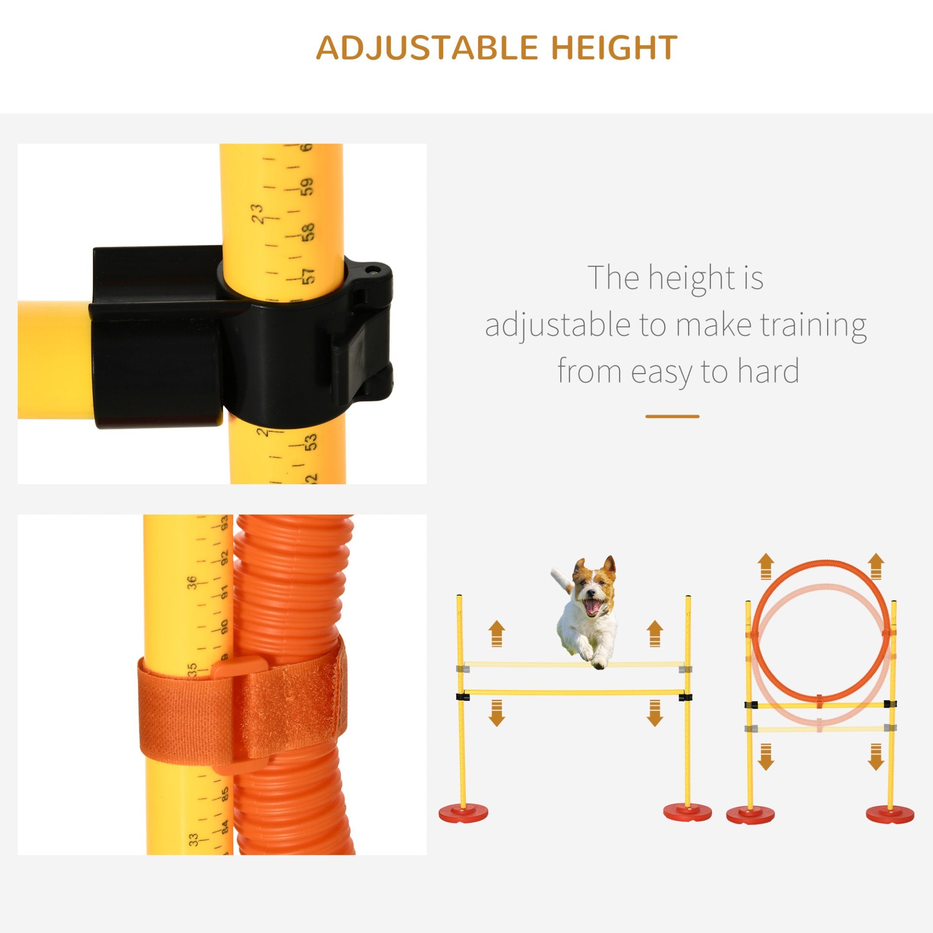 Pawhut Portable Pet Agility Training Obstacle Set for Dogs w/ Adjustable High Jumping Pole, Jumping Ring, Turnstile poles, Tunnel - Baig Merchant