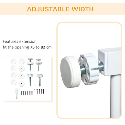 PawHut Pressure Fit Safety Gate for Doorways and Staircases, Dog Gate w/ Auto Closing Door, Pet Barrier for Hallways w/ Double Locking, Openings 75 - 82 cm - White - Baig Merchant