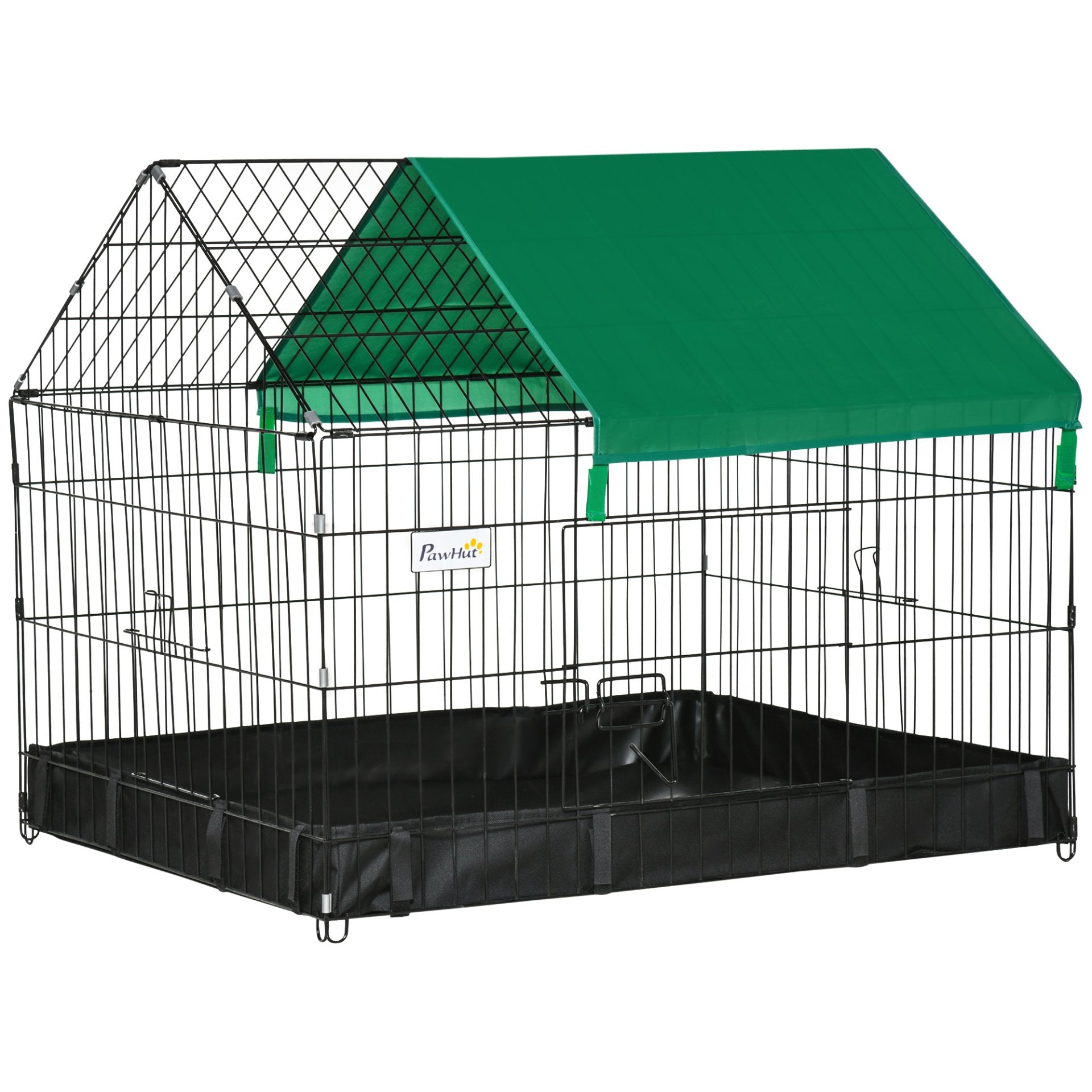 PawHut Rabbit Cage Guinea Pig Playpen Small Animal House for Kitties Puppies, w/ Water Proof Oxford Roof Floor 90 x 75 x 75 cm - Baig Merchant