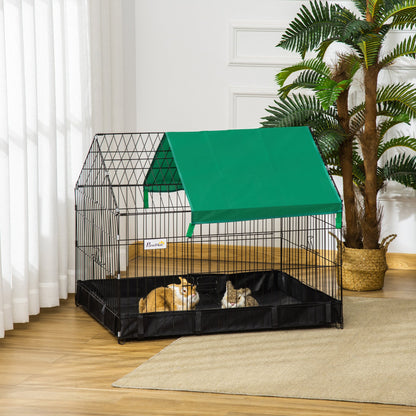 PawHut Rabbit Cage Guinea Pig Playpen Small Animal House for Kitties Puppies, w/ Water Proof Oxford Roof Floor 90 x 75 x 75 cm - Baig Merchant