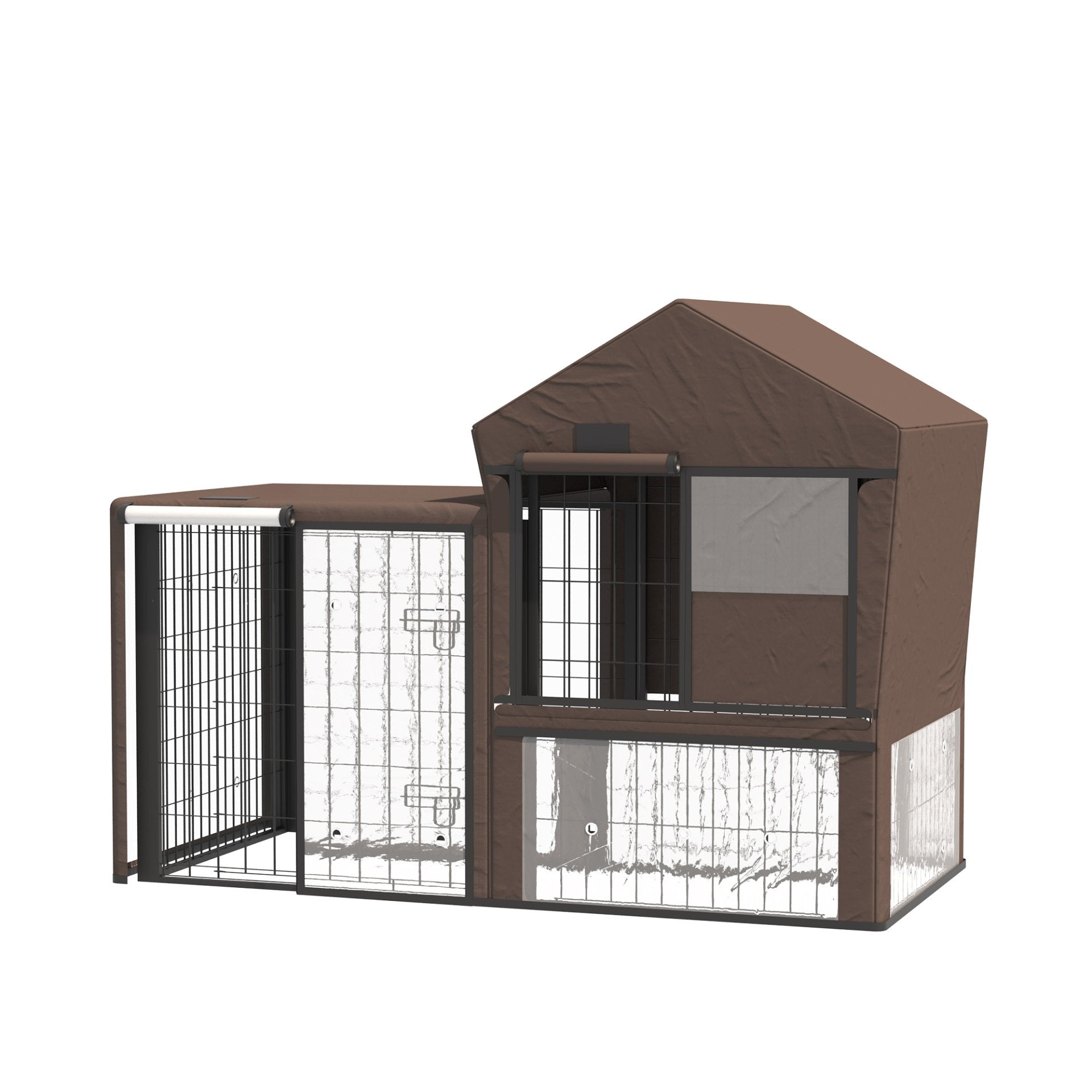 PawHut Rabbit Hutch Cover, Water - Resistant Pets Cage Protector, Breathable Guinea Pig Cage Cover - Brown - Baig Merchant