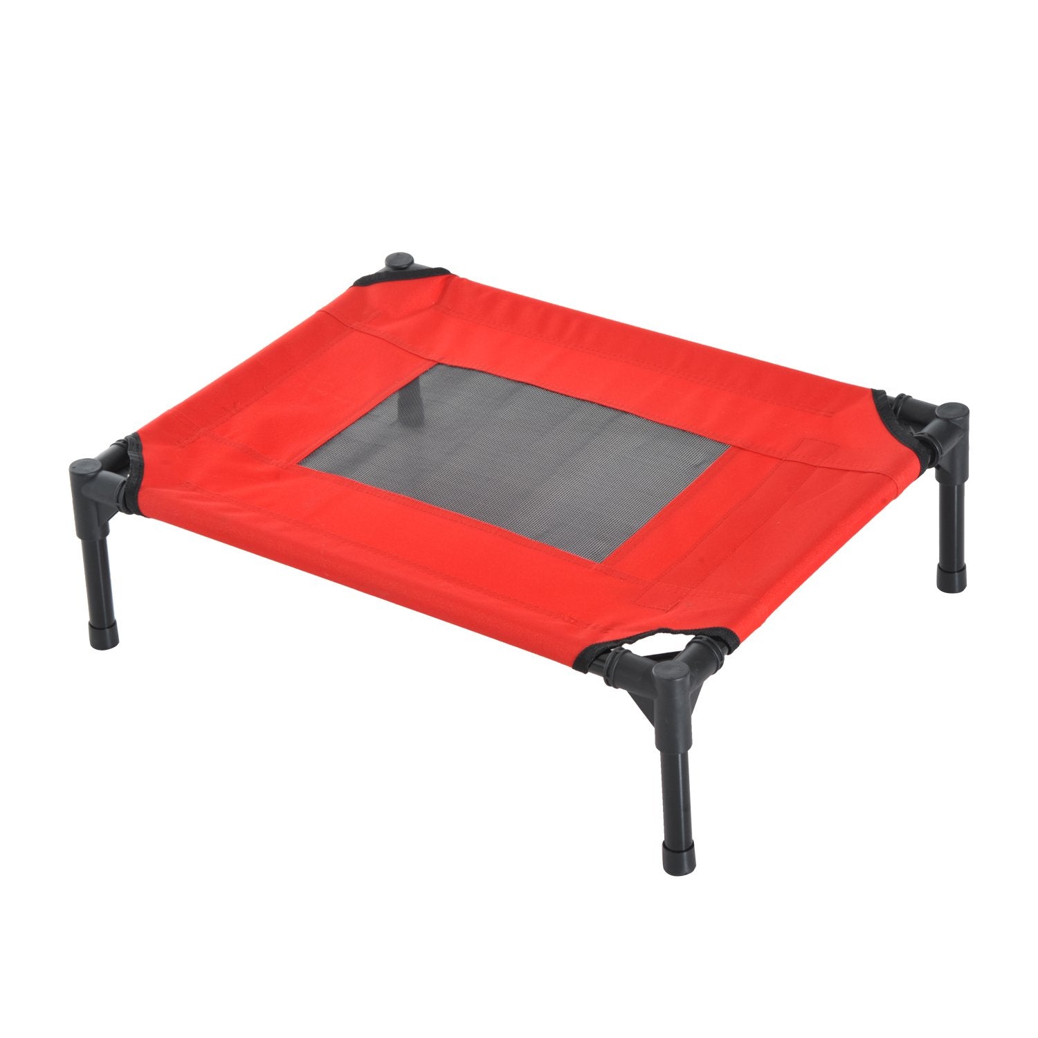 PawHut Raised Dog Bed Cat Elevated Lifted Portable Camping w/ Metal Frame Black and Red (Small) - Baig Merchant