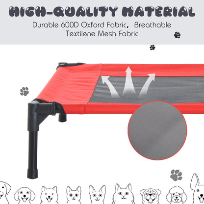 PawHut Raised Dog Bed Cat Elevated Lifted Portable Camping w/ Metal Frame Black and Red (Small) - Baig Merchant