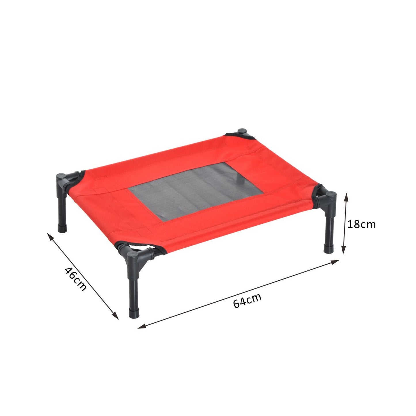 PawHut Raised Dog Bed Cat Elevated Lifted Portable Camping w/ Metal Frame Black and Red (Small) - Baig Merchant