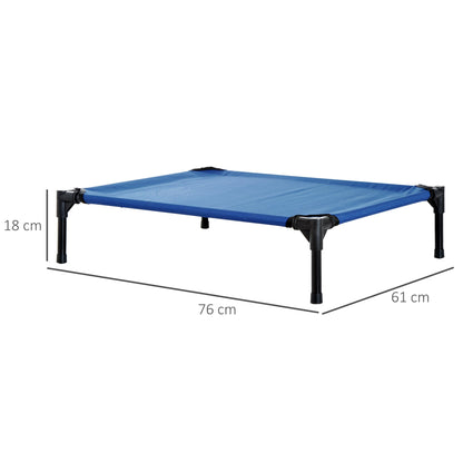 PawHut Raised Dog Bed Cat Elevated Lifted Portable Camping w/ Metal Frame Blue (Medium) - Baig Merchant