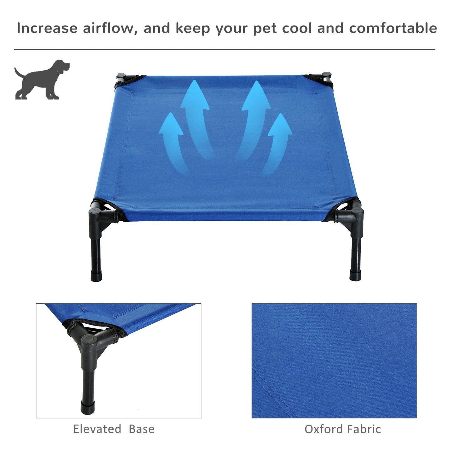 PawHut Raised Dog Bed Cat Elevated Lifted Portable Camping w/ Metal Frame Blue (Medium) - Baig Merchant