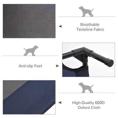 PawHut Raised Dog Bed Cat Elevated Lifted Puppy Pet Elevated Cot Portable Camping Basket – Blue (Medium) - Baig Merchant