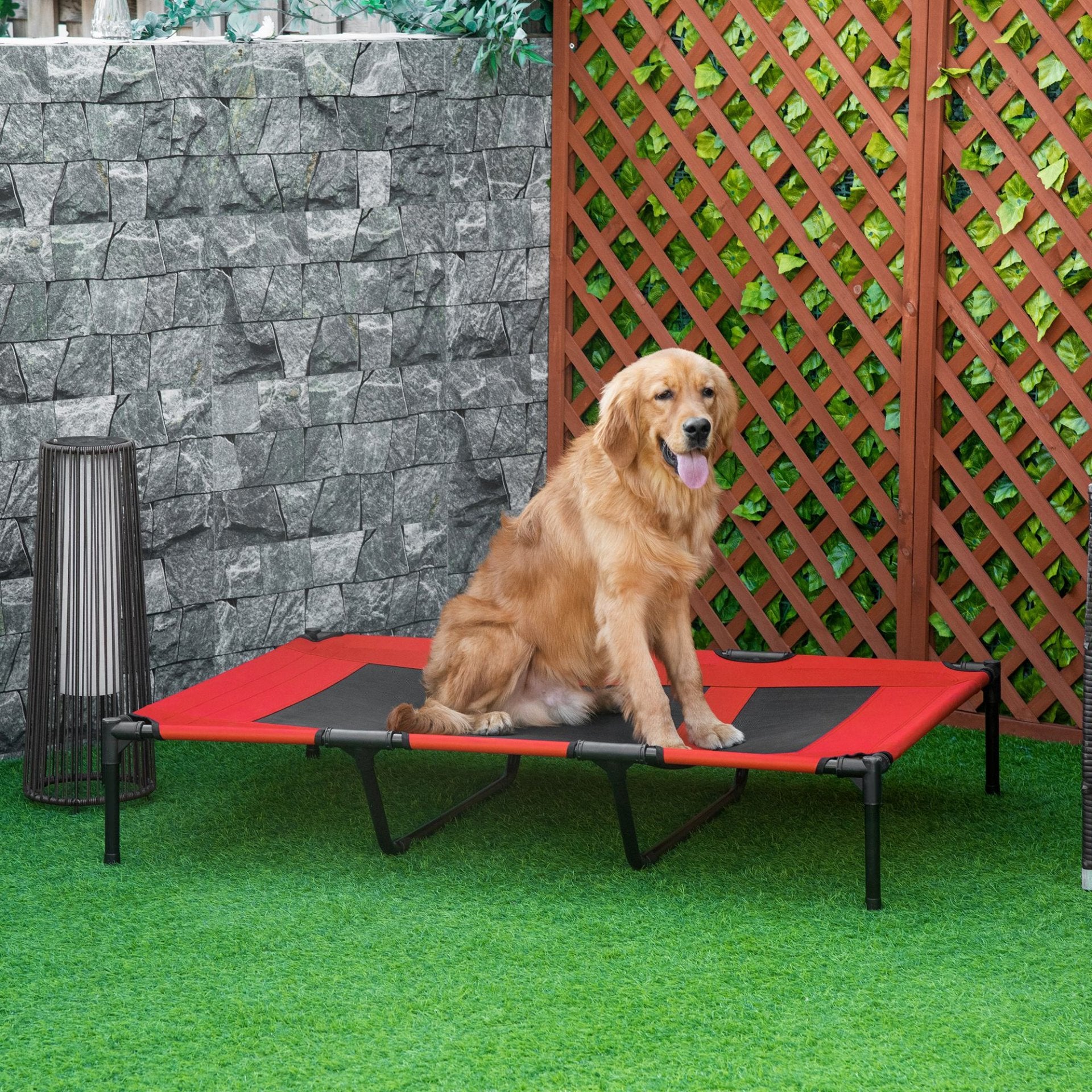 PawHut Raised Dog Bed Cooling Elevated Pet Cot with Breathable Mesh - Red, XX Large - Baig Merchant