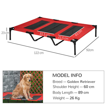 PawHut Raised Dog Bed Cooling Elevated Pet Cot with Breathable Mesh - Red, XX Large - Baig Merchant