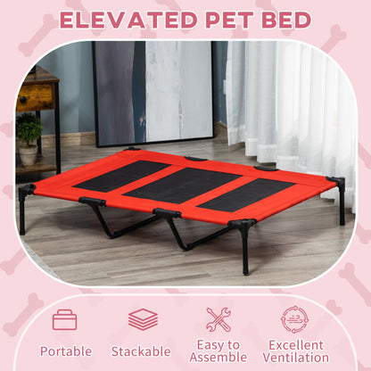 PawHut Raised Dog Bed Cooling Elevated Pet Cot with Breathable Mesh - Red, XX Large - Baig Merchant