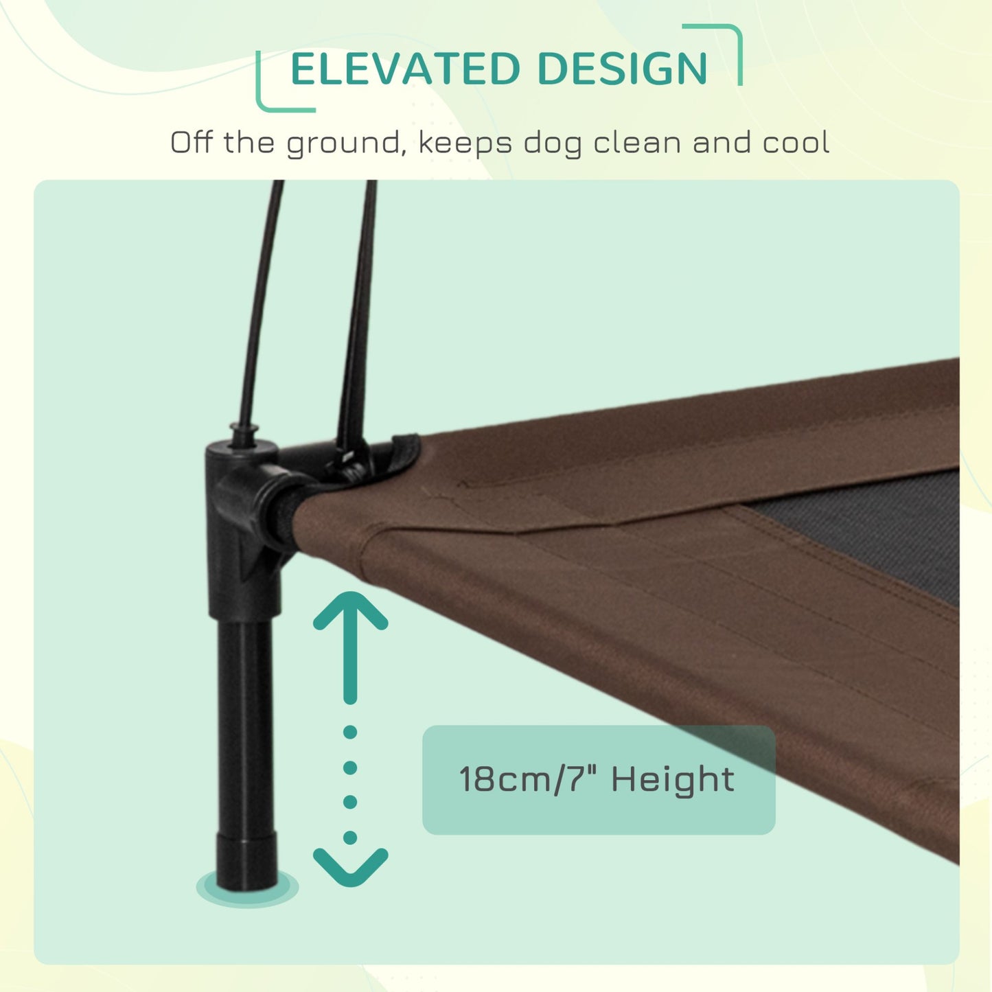 PawHut Raised Dog Bed Waterproof Elevated Pet Cot with Breathable Mesh UV Protection Canopy Coffee, for Large Dogs, 92 x 76 x 90cm - Baig Merchant