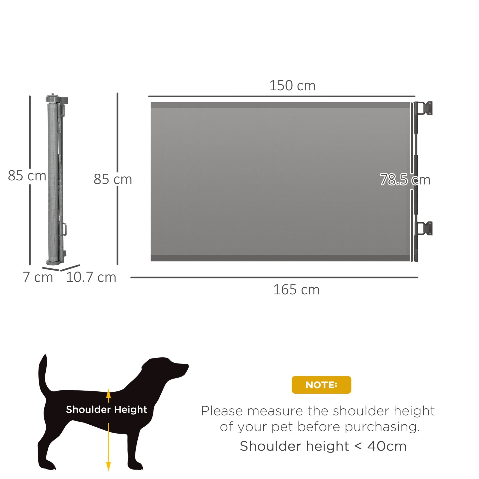 PawHut Retractable Stair Gate for Dogs - Extendable, Tall, Extra Wide, Foldable Mesh Pet Safety Gate - Grey - Baig Merchant