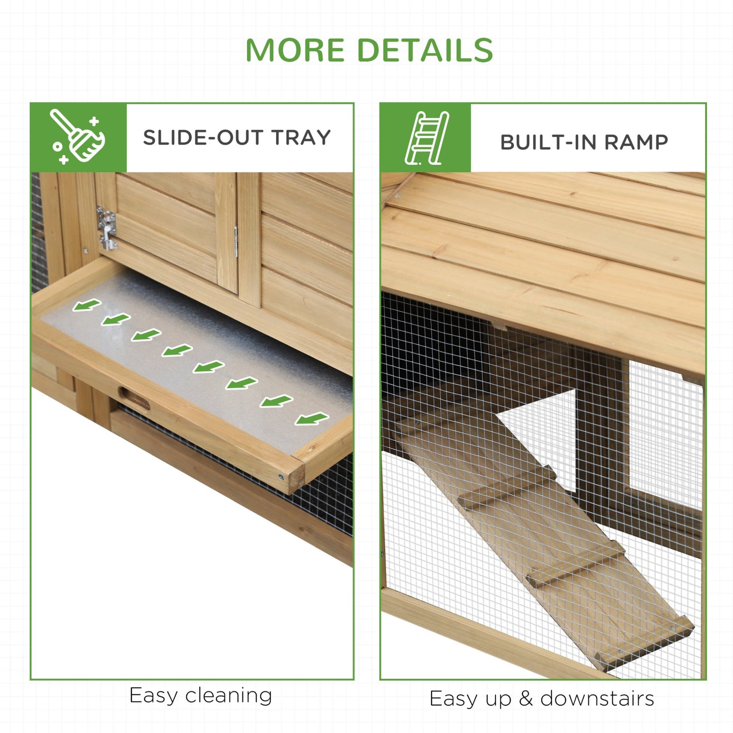 PawHut Small Chicken Coop with Run Hen House Poultry Coops Cages Nesting Box Wood 150.5 x 54 x 87cm - Baig Merchant