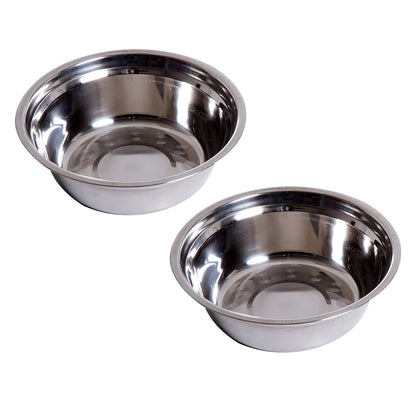 PawHut Stainless Steel Raised Dog Feeding Bowls with Stand - White - Baig Merchant