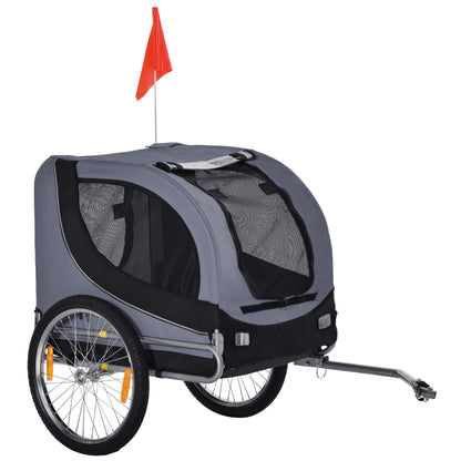 PawHut Steel Dog Bike Trailer Pet Cart Carrier for Bicycle Kit Water Resistant with Hitch Coupler Travel Grey and Black - Baig Merchant