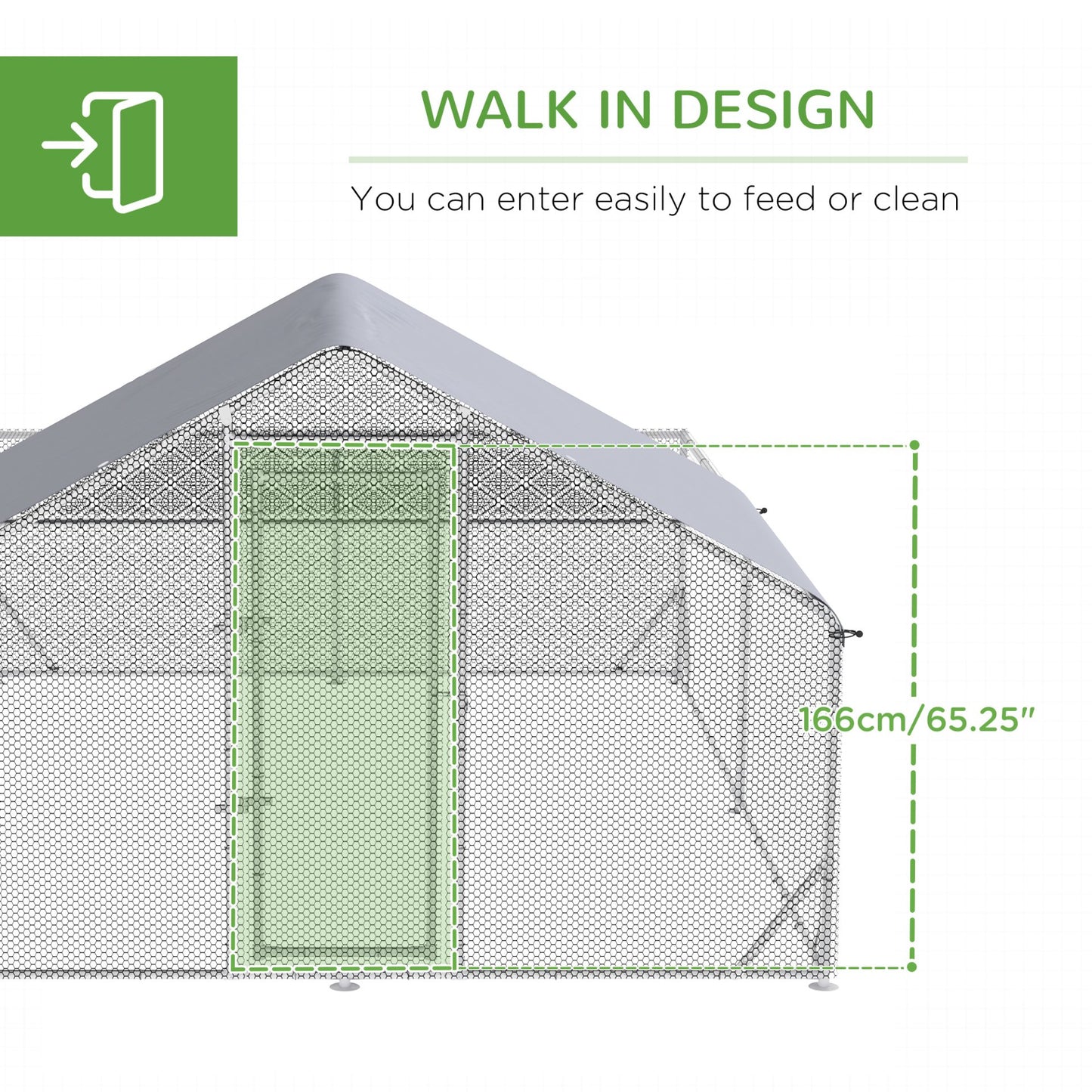 PawHut Walk - In Chicken Run, Galvanised Chicken Coop, Outdoor Hen House Poultry, Duck Rabbit Hutch, 4 x 3 x 2m - Baig Merchant