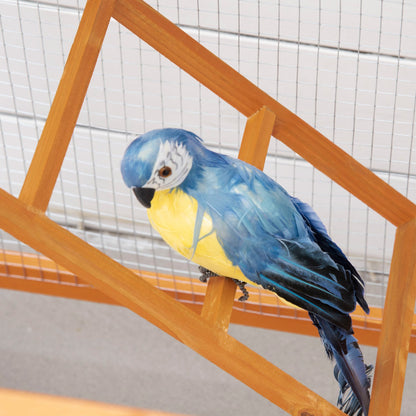 PawHut Wooden Bird Cage Outdoor Aviary Cage w/ Removable Tray, Two Doors - Orange - Baig Merchant