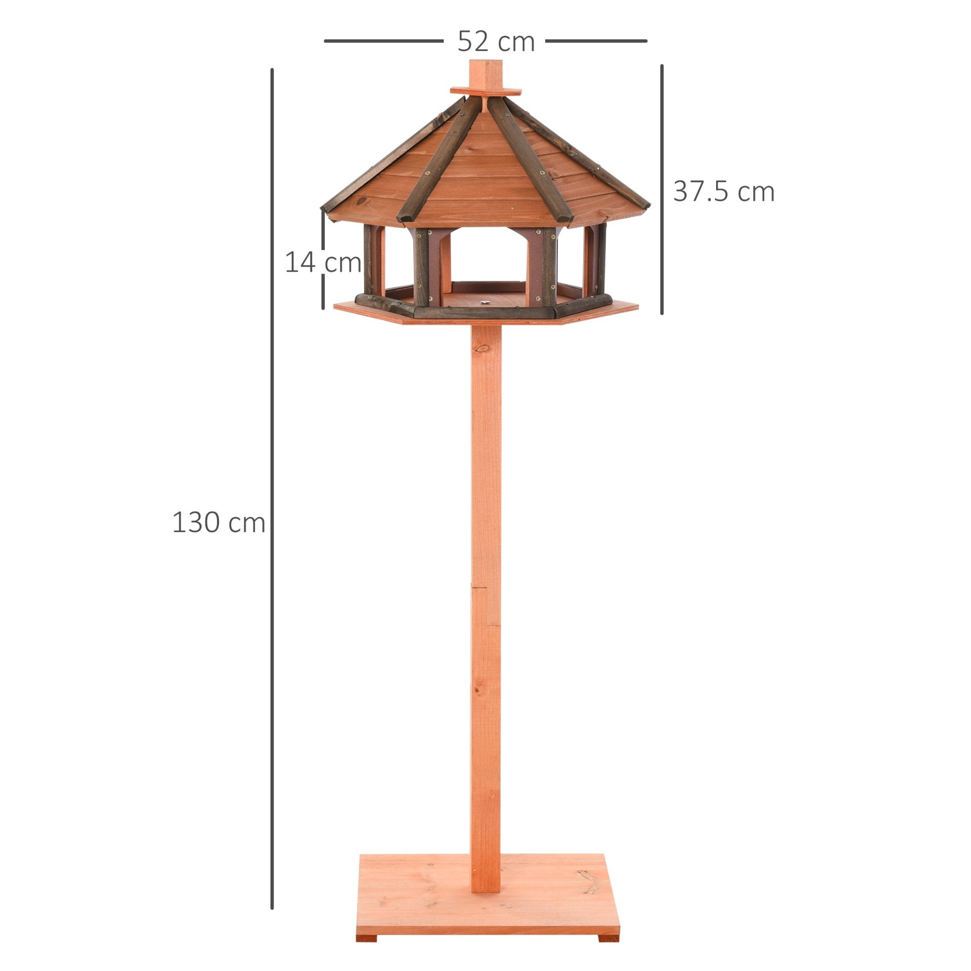 PawHut Wooden Bird Feeder Bird Table Bird House Playstand with Roof 130cm for Outside Use Brown - Baig Merchant