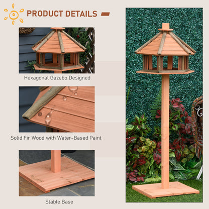 PawHut Wooden Bird Feeder Bird Table Bird House Playstand with Roof 130cm for Outside Use Brown - Baig Merchant