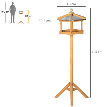 PawHut Wooden Bird Table Free Standing Feeder Garden Sheltered Feeding Station Parrot Stand Birdhouse Φ40x113cm - Baig Merchant