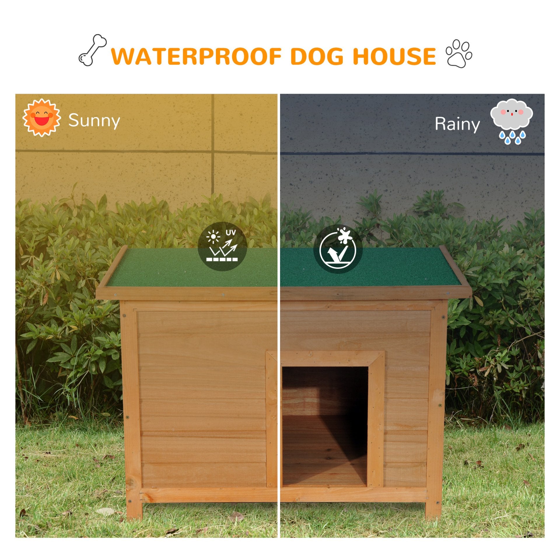 PawHut Wooden Dog Kennel Elevated Dog Pet House w/ Open Top 82W x 58D x 58H cm - Baig Merchant