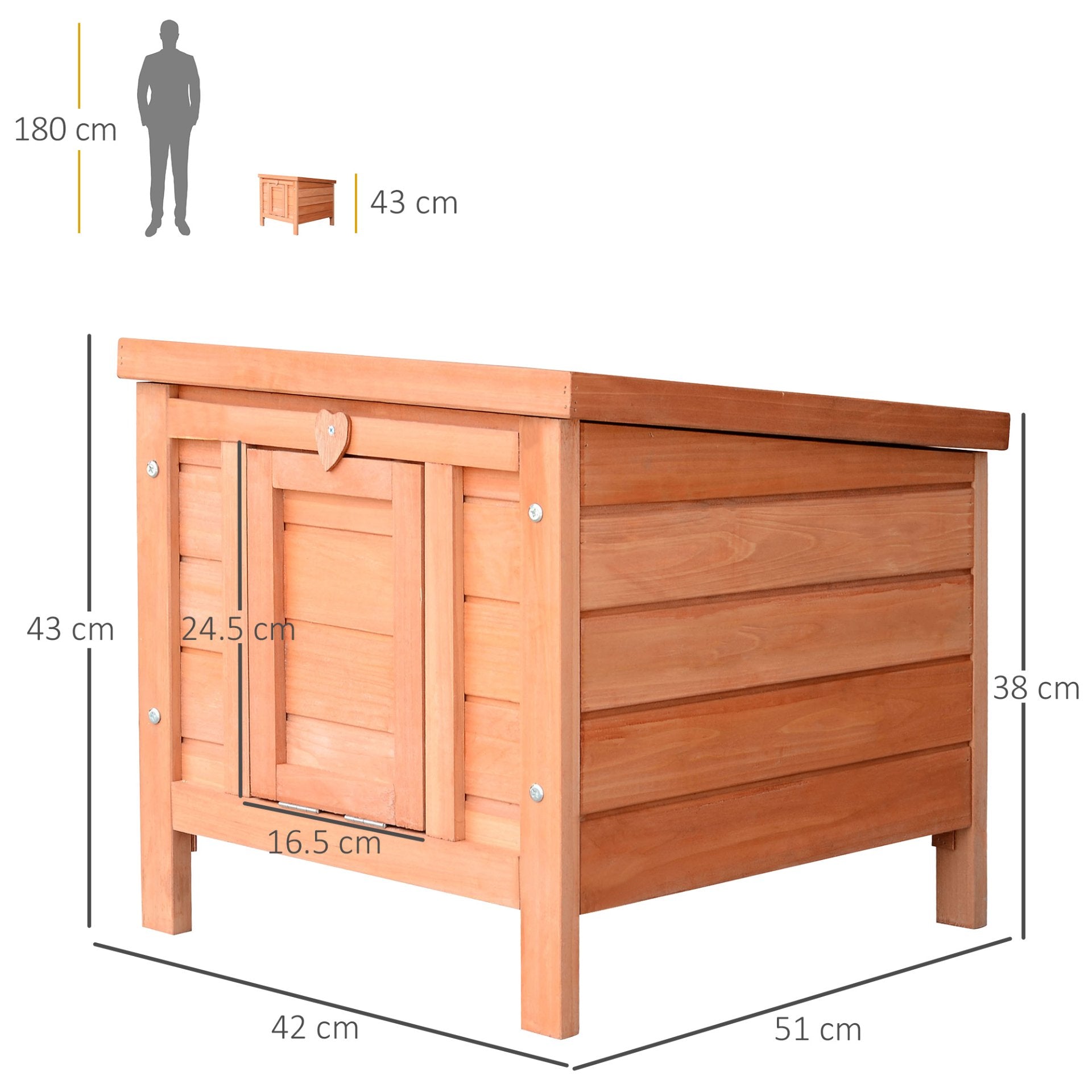 PawHut Wooden Rabbit Hutch Outdoor, Cat House, Guinea Pig Hutch, Rabbit Hideaway, Bunny Cage Small Animal House 51 x 42 x 43 cm, Natural - Baig Merchant