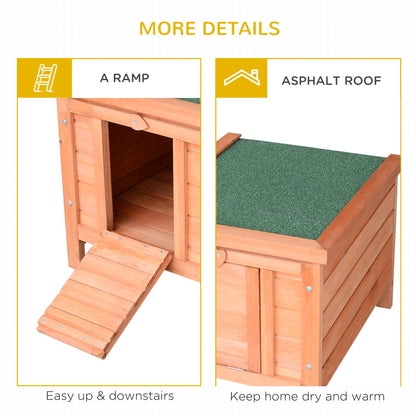 PawHut Wooden Rabbit Hutch Outdoor, Cat House, Guinea Pig Hutch, Rabbit Hideaway, Bunny Cage Small Animal House 51 x 42 x 43 cm, Natural - Baig Merchant