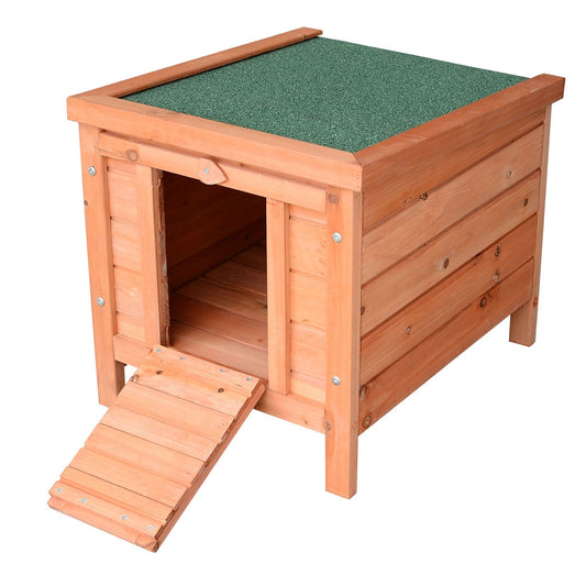 PawHut Wooden Rabbit Hutch Outdoor, Cat House, Guinea Pig Hutch, Rabbit Hideaway, Bunny Cage Small Animal House 51 x 42 x 43 cm, Natural - Baig Merchant