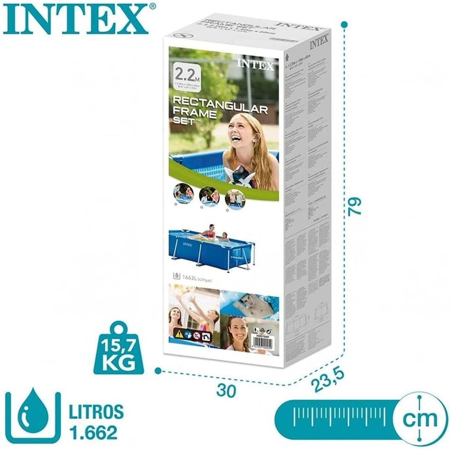 Intex 28270 Rectangular Outdoor Garden Summer Pool, without Filter Pump, 220 x 150 x 60 cm - Baig Merchant