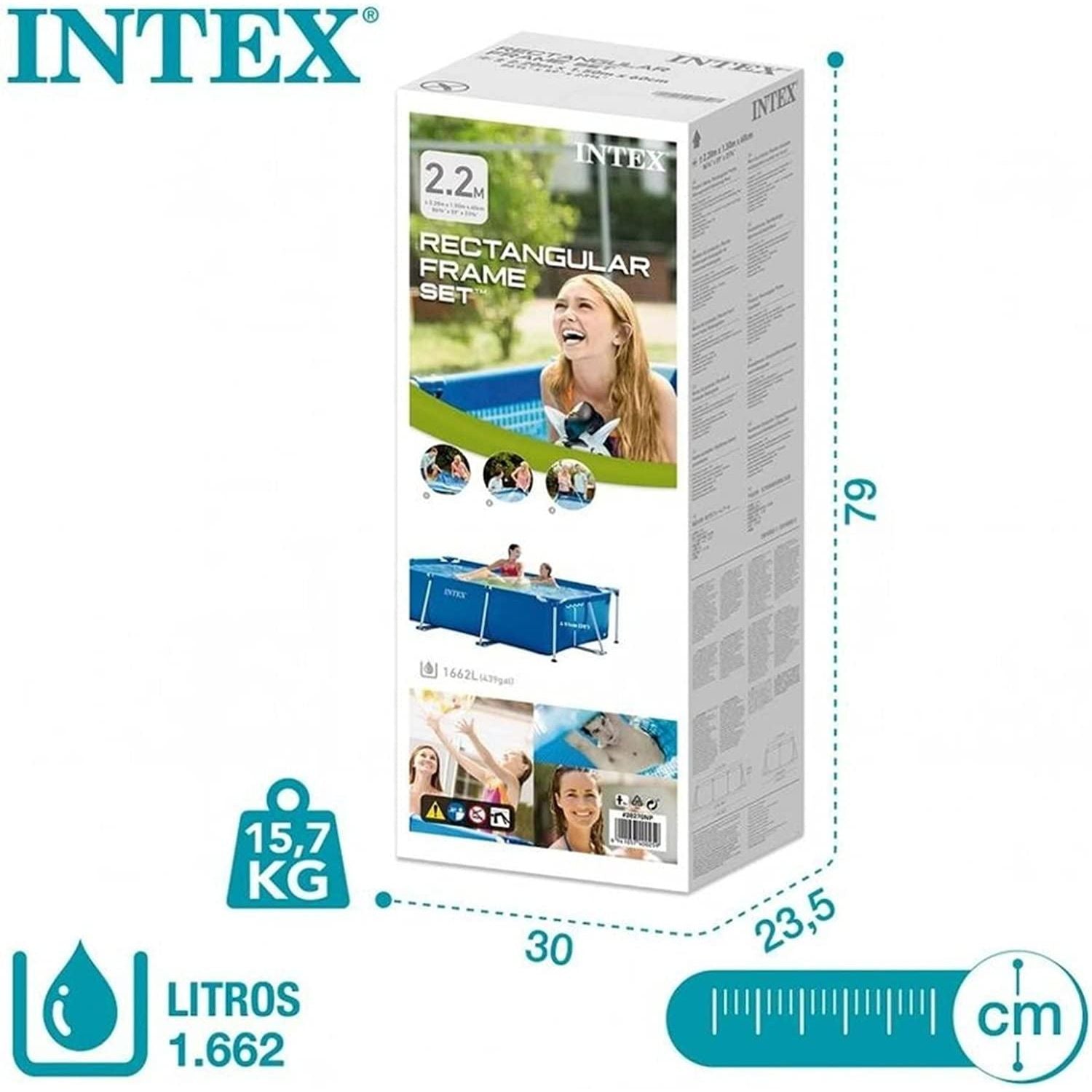 Intex 28270 Rectangular Outdoor Garden Summer Pool, without Filter Pump, 220 x 150 x 60 cm - Baig Merchant