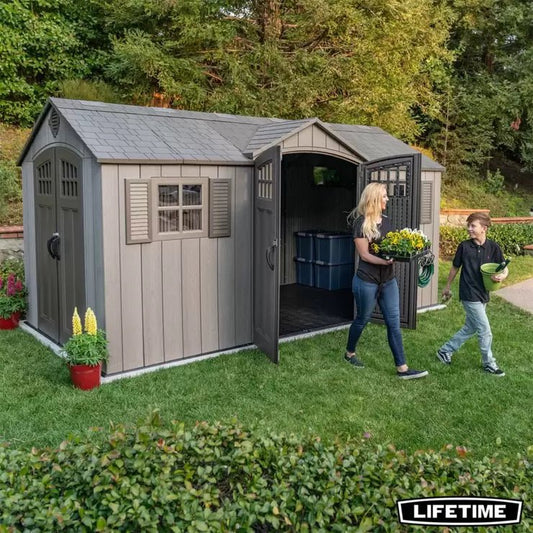 Lifetime 15ft x 8ft (4.6 x 2.4m) Dual Entry Storage Shed - Model 60318 - Baig Merchant