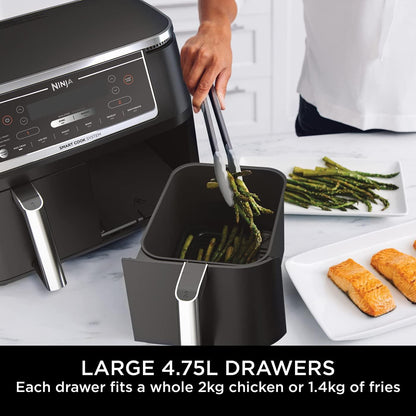 Ninja AF300UK Foodi Dual Zone Digital Air Fryer, 2 Drawers, 7.6L, 6-in-1, Black - UK - Baig Merchant