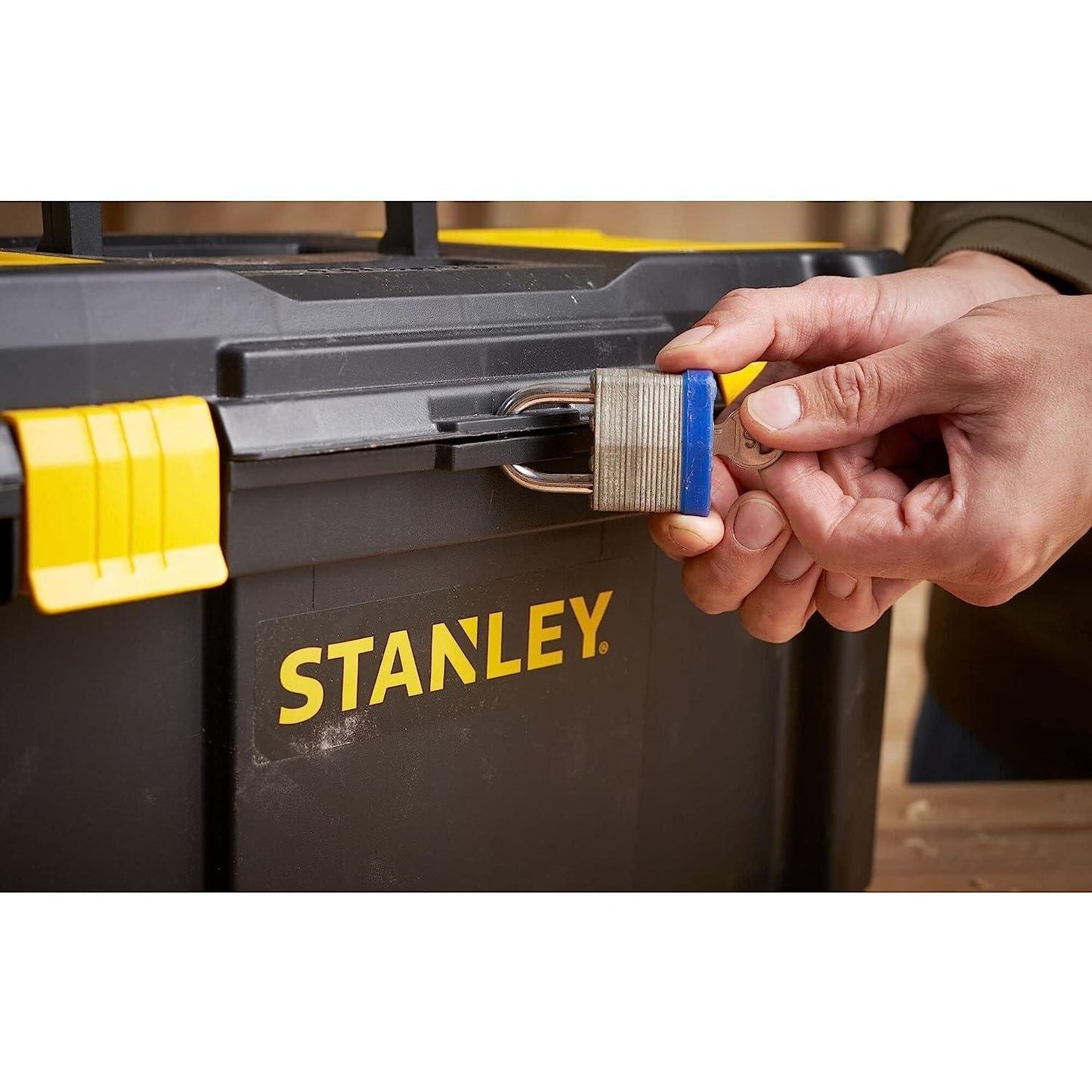 Stanley STST1-75520 Essential Portable Storage 19" Toolbox With Removable Tray & Plastic Latches, Black/Yellow - Baig Merchant