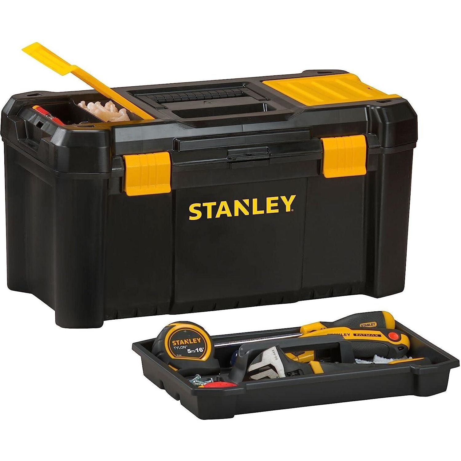 19 in. Plastic Portable Tool Box with Removable Tool Tray