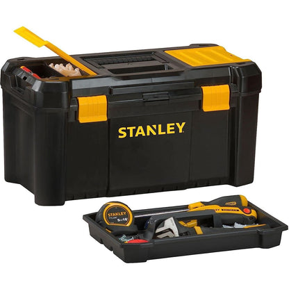 Stanley STST1-75520 Essential Portable Storage 19" Toolbox With Removable Tray & Plastic Latches, Black/Yellow - Baig Merchant