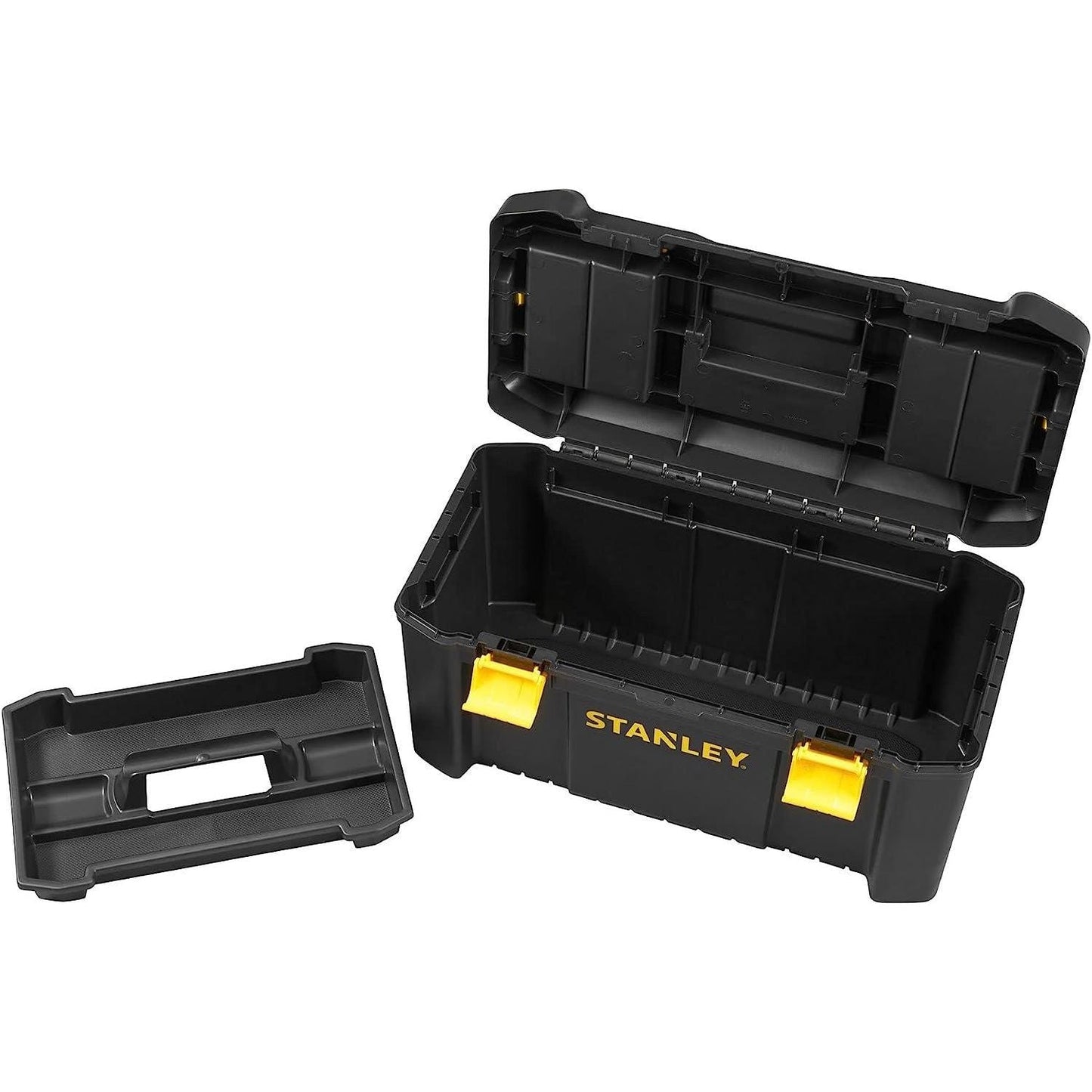 Stanley STST1-75520 Essential Portable Storage 19" Toolbox With Removable Tray & Plastic Latches, Black/Yellow - Baig Merchant