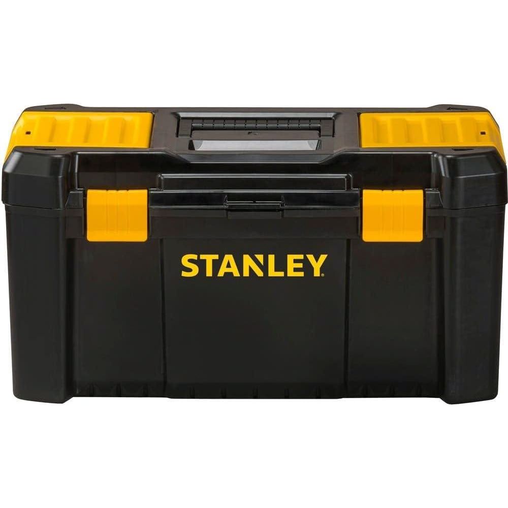 Stanley STST1-75520 Essential Portable Storage 19" Toolbox With Removable Tray & Plastic Latches, Black/Yellow - Baig Merchant