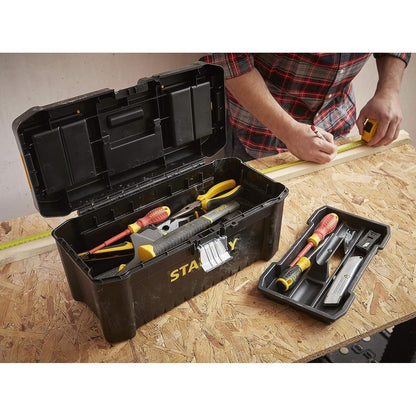 STANLEY STST1-75521 Essential 19 Toolbox with Metal latches, Black/Yellow, Inch - Baig Merchant